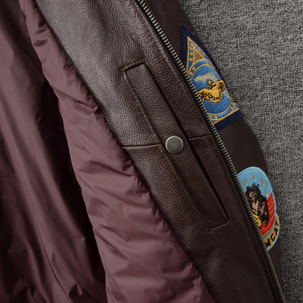 Genuine CowMen Leather Jacket Detachable Fur Collar Top G1 Flight Suit Jackets For Men Military Aviator Cowhide Coat Winter