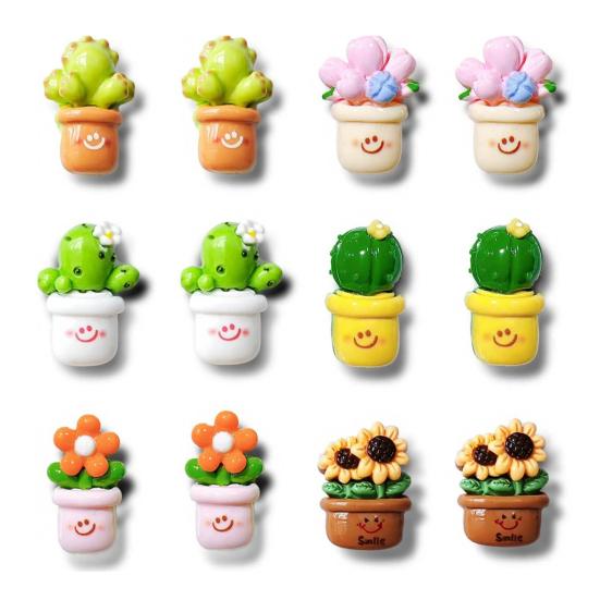 6/12Pcs Cartoon Potted Plants Refrigerator Magnet 3D Resin Succulents Fridge Magnet Memo Notes Photo Holder Home Kitchen Office Decoration