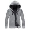 Men's Hooded Knit Cardigan - Solid Color, Plus Velvet, Warm, Autumn/Winter Outerwear