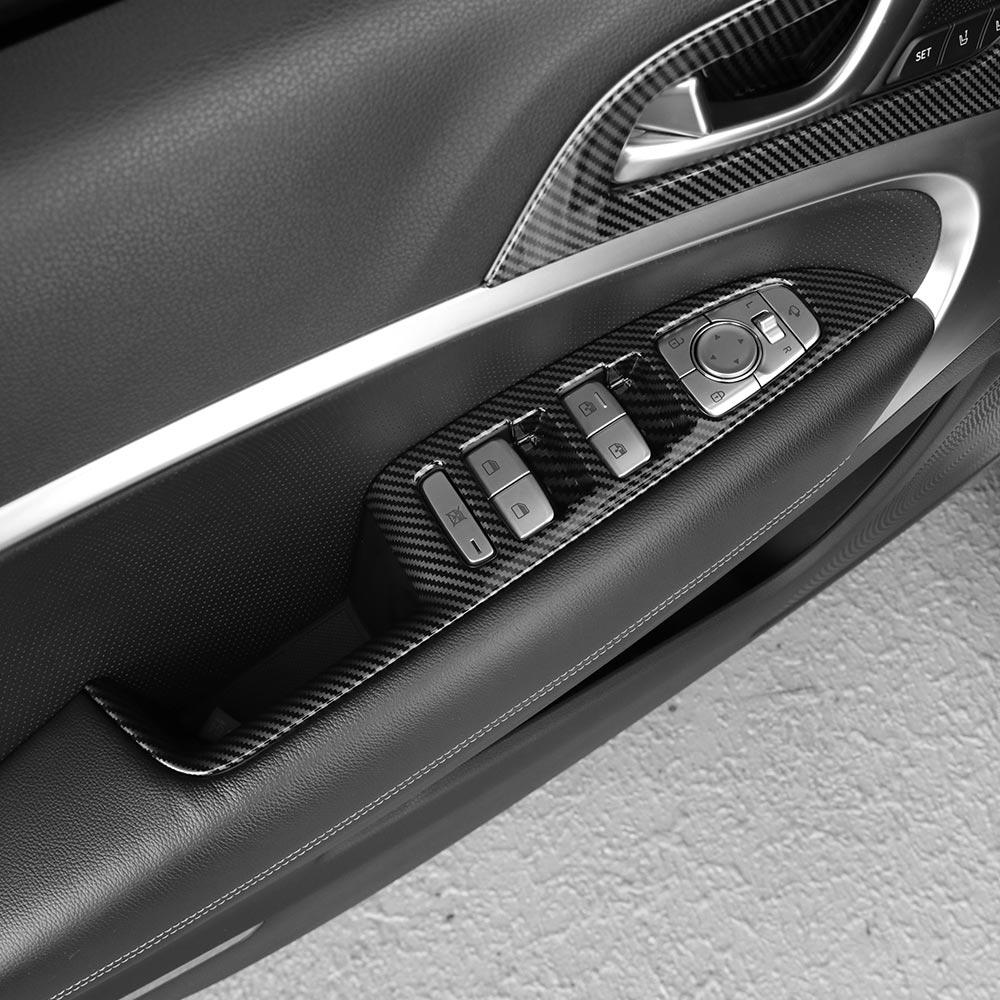 For Genesis G70 2019-2026 Window Button Control Panel Cover 4pcs Door Armrest Protection Frame Trim Interior Styling LHD