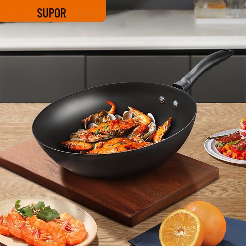 SUPOR 30cm Traditional Cast Iron Wok