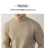 Men's Lazy Style High Neck Sweater - Lyocell Wool Blend Jacquard, Autumn Winter Warm Knitwear