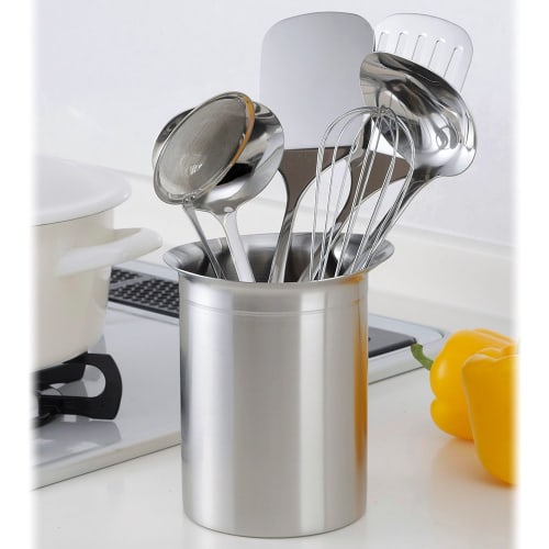 Iris Plaza Kitchen Tool Stand, Silver, 13.6 x 12.2 x 15.6 cm, Stainless Steel, Made in Japan, Tsubame Kitchen Series, TSK-4
