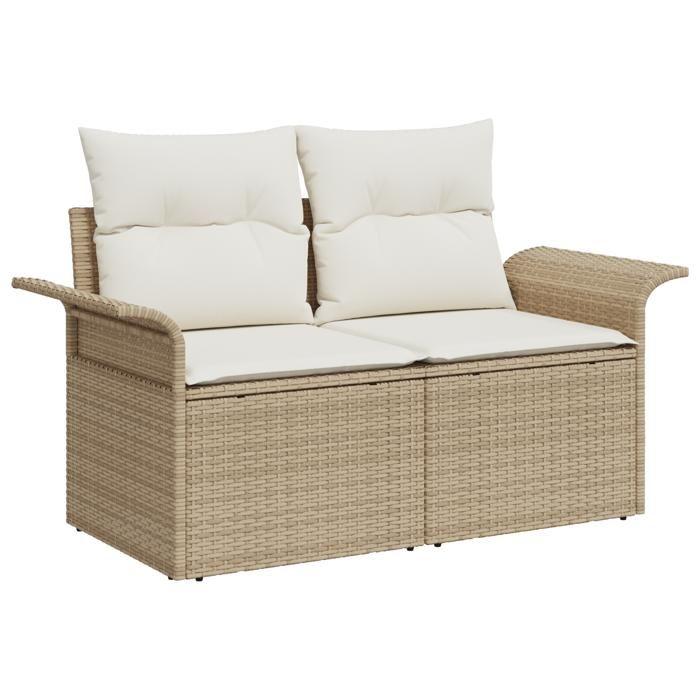 VidaXL Ensemble Salle à Manger Jardin 8 Pièces avec Coussins Beige Rattan Acacia 3349364