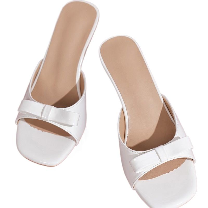 Fashion 2025 Summer New Women's Open Toe Slippers Fashion Bow Tie Thin Heels Modern Sandals Classics Daily Dress Slippers Zapatos Mujer