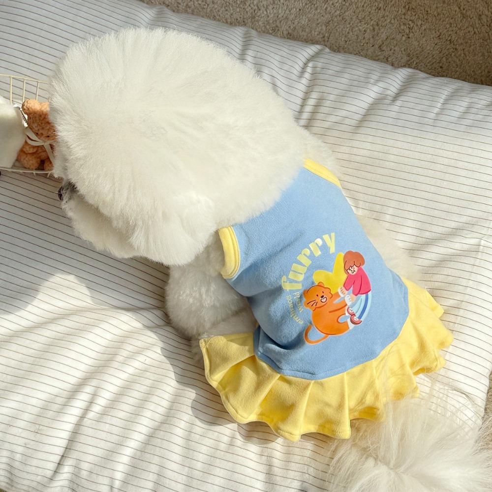 T-Shirt Thin Strap Dogs Vest Printed Design Cute Style Puppy Camisole Comfortable Fabric Soft Small Dog Cat Dress Puppy