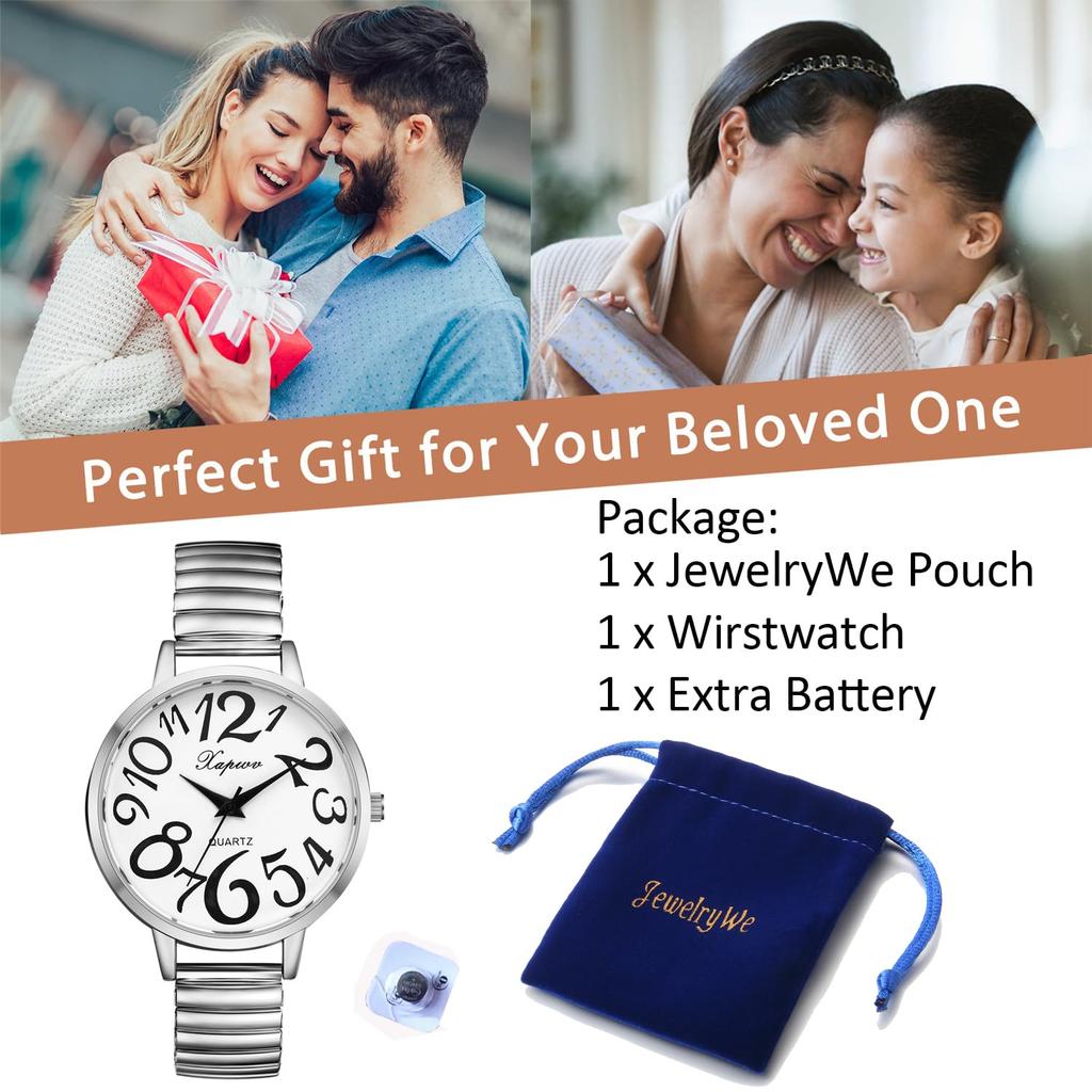 Analoguhr mit großem elastischem Einheitsgröße Einfach und stilvoll Quarz Mode Perfektes Geschenk für oder Ihre Freundin Damen Ziffern, Armband, Meistens,