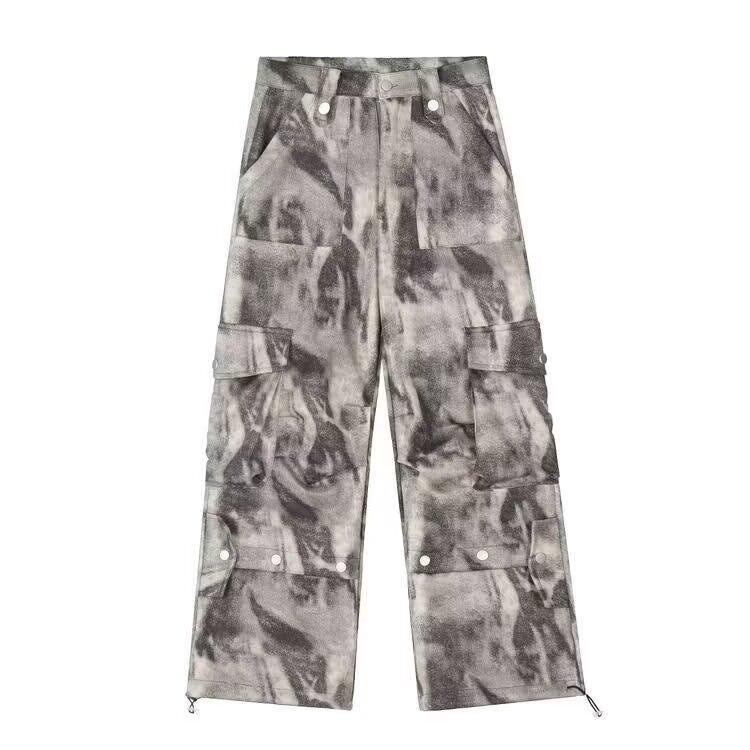 

Ретро Американские Замшевые Широкие Рабочие Брюки M серый