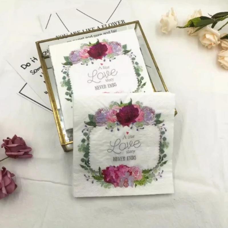 20pcs/Pac 33*33cm 2-Ply Disposable Party Napkin Wedding Pattern