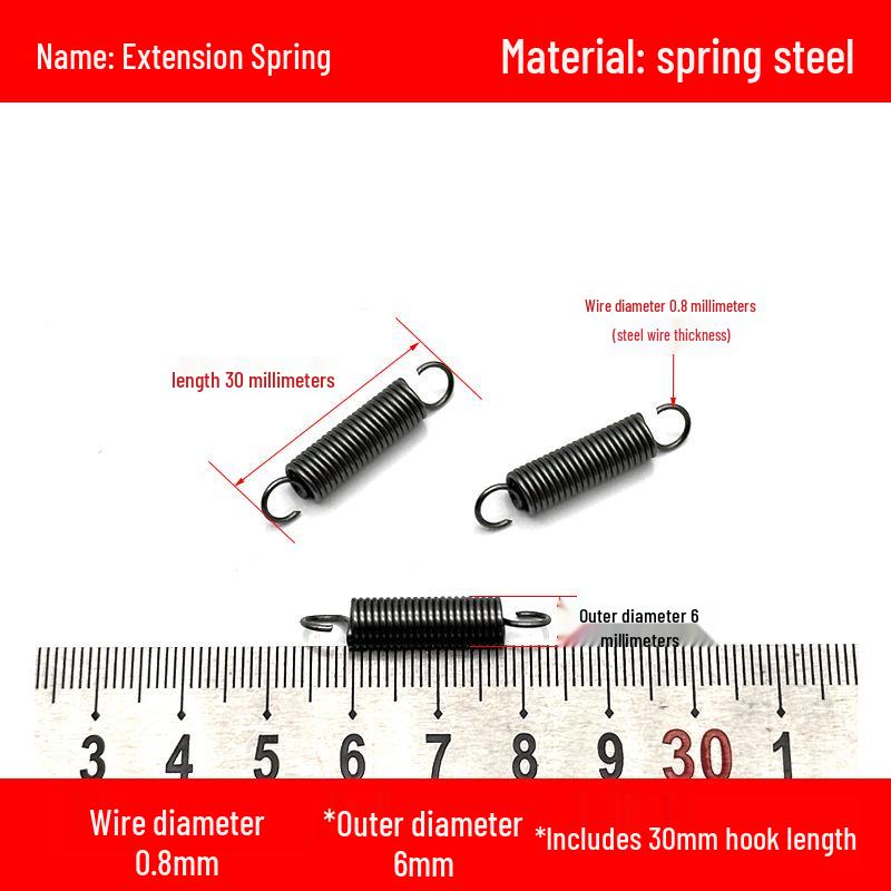 0.8mm Yellow Extension Spring with Hooks - Stapler Rebound Force 