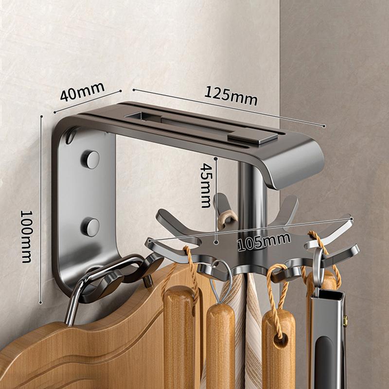 

Кухонный вращающийся крючок настенная полка для хранения кастрюля лопата ложка не пробивая полка многофункциональные кухонные крючки гаджеты темно-серого