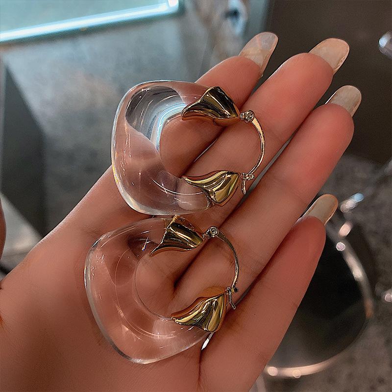 Acrylic U-shaped Transparent Earrings, European and American Style Personality, Foreign Temperament, Cold Wind Light Luxury Earrings