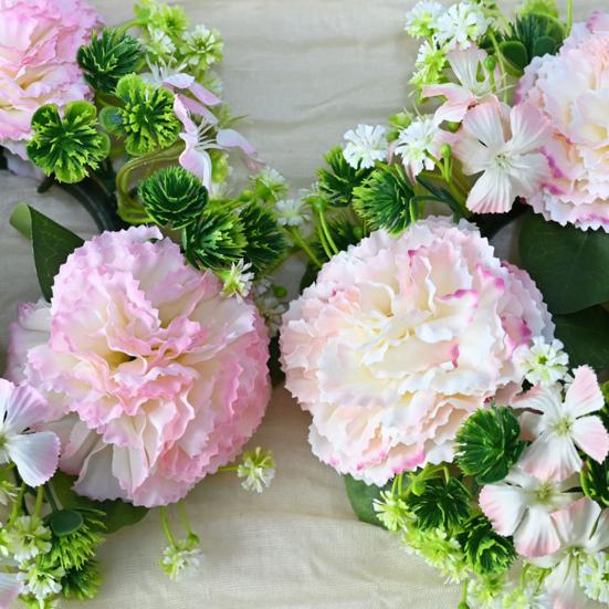 Artificial Flower Candle Holder Wreath Faux Chrysanthemum Ball Candle Ring Simulation Floral Tea Light Holder for Home Wedding Table Centerpiece