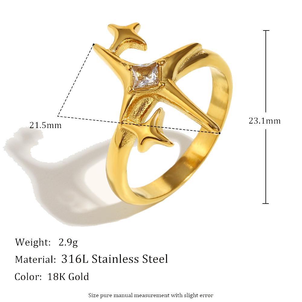 

MamacitaSlay Unique Cool 316L Stainless Steel Star Zircon Ring Party Waterproof 18K Gold Plated Jewelry Women s Charm Gift 2026 6 золотой
