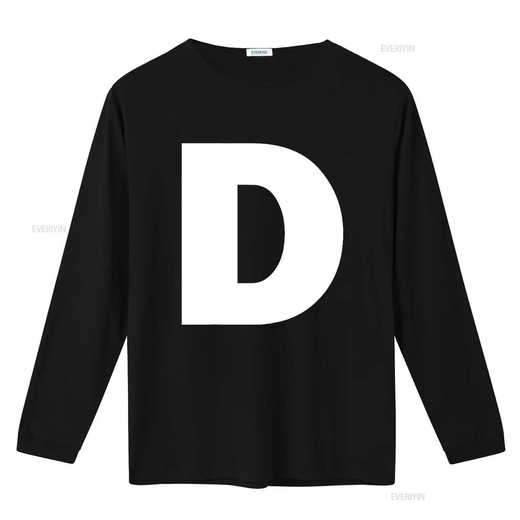 Letter D Capital Alphabet Monogram Initial T Shirt Vintage Washed Stylish Casual Soft Streetwear Slightly Breathable