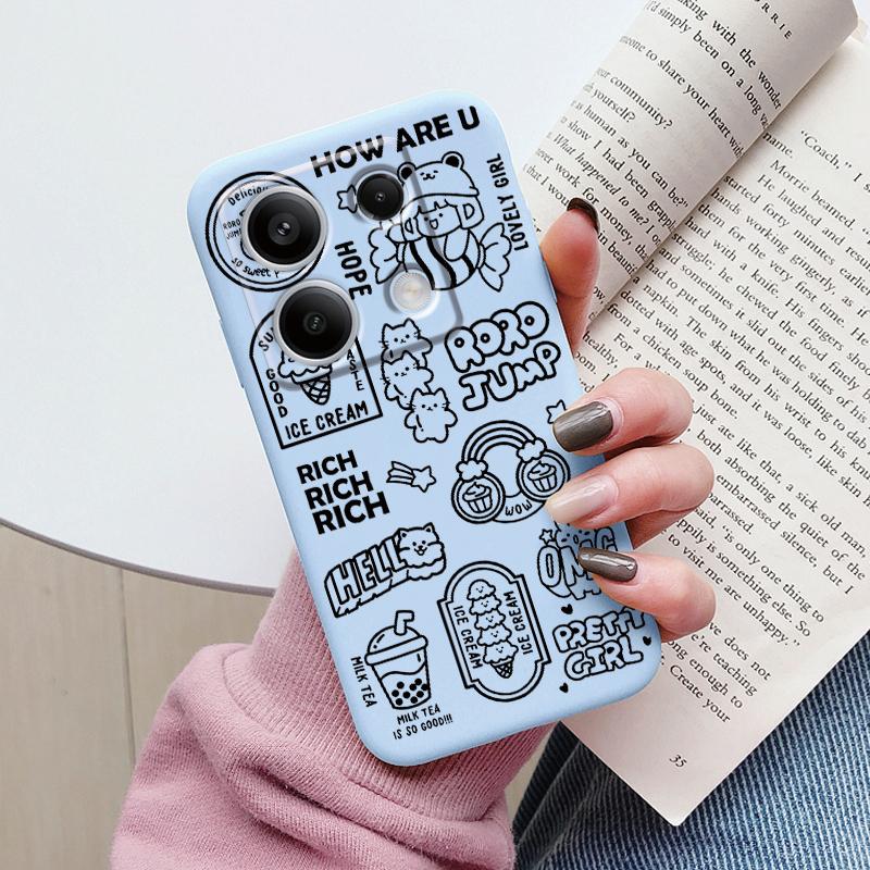 Case For Redmi Note 13 Pro 4G 5G Cute Heart Flower Back Cover Soft Silicone Matte Protective Fundas For Redmi Note13 Pro Bumper