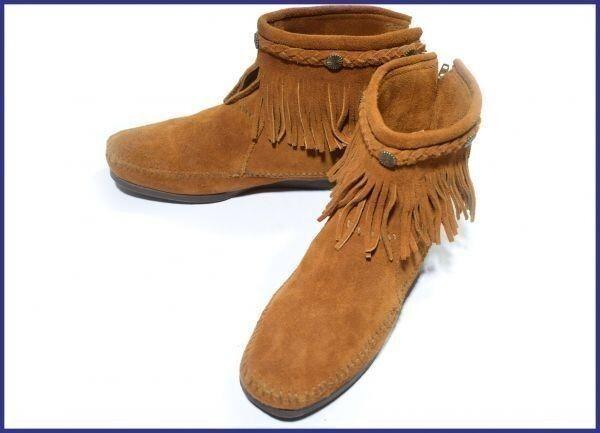 

США Minnetonka Сапоги хай-топ с молнией сзади [8/24.5-25.0/Женские/Коричневые](ИСПОЛЬЗОВАЛ)