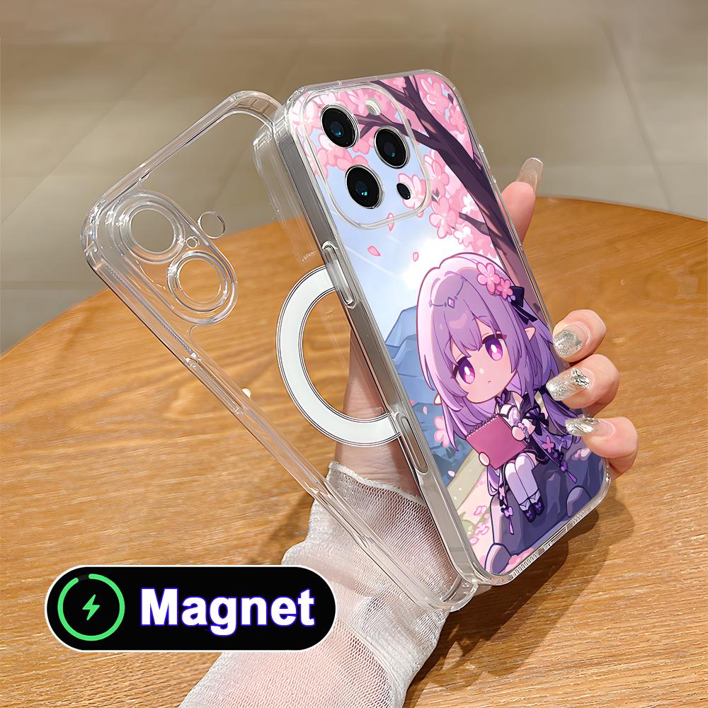 HSR Castorice Clear TPU Magsafe Mobile Phone Case for iPhone 17 16 15 14 13 12 11 Air Pro Max Plus Mini Colorful Cover
