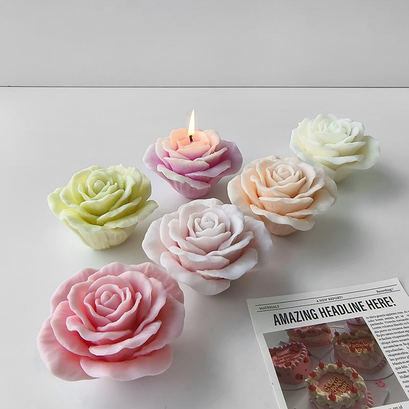 DIY Rose Blume Aroma Kerze Silikonform Handgemacht Gips Epoxidharz Ornamente Form Blumen Kerzenherstellung Zubehör