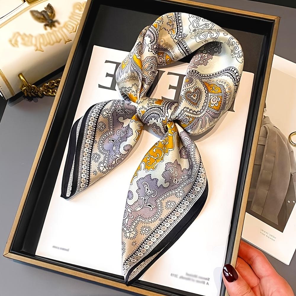 New Paisley Print Square Scarf Soft Satin Bandana Vintage Windproof Head Wrap Shawl Neck Scarves Travel Beach Towel