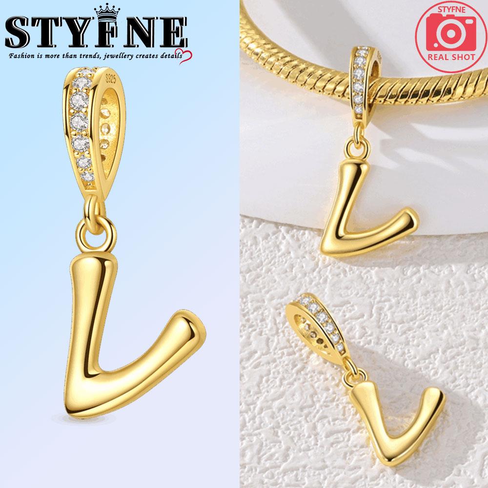Fit Original Bangle Bracelet Diy A-Z Alphabet Charms Bead Copper Zircon Love Letter Dangle Pendant Jewelry Gift