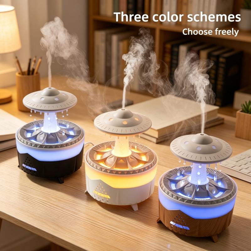Xiaomi Rain Cloud Humidifier Mini UFO Aroma Diffuser with Remote Control - Colorful LED Night Light & Raindrop Sound for Bedroom Home a