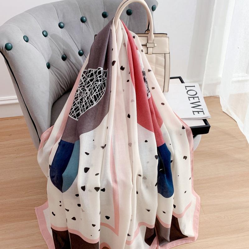 Cotton and Linen Scarf for Women In Autumn and Winter New Versatile Warm and Fashionable Letter Scarf Decorative Shawl