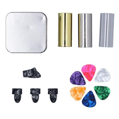 Gitarren-Slide-Set Edelstahl Acryl Messing mit Daumen-Fingerpicks Akustikgitarren-Ersatz