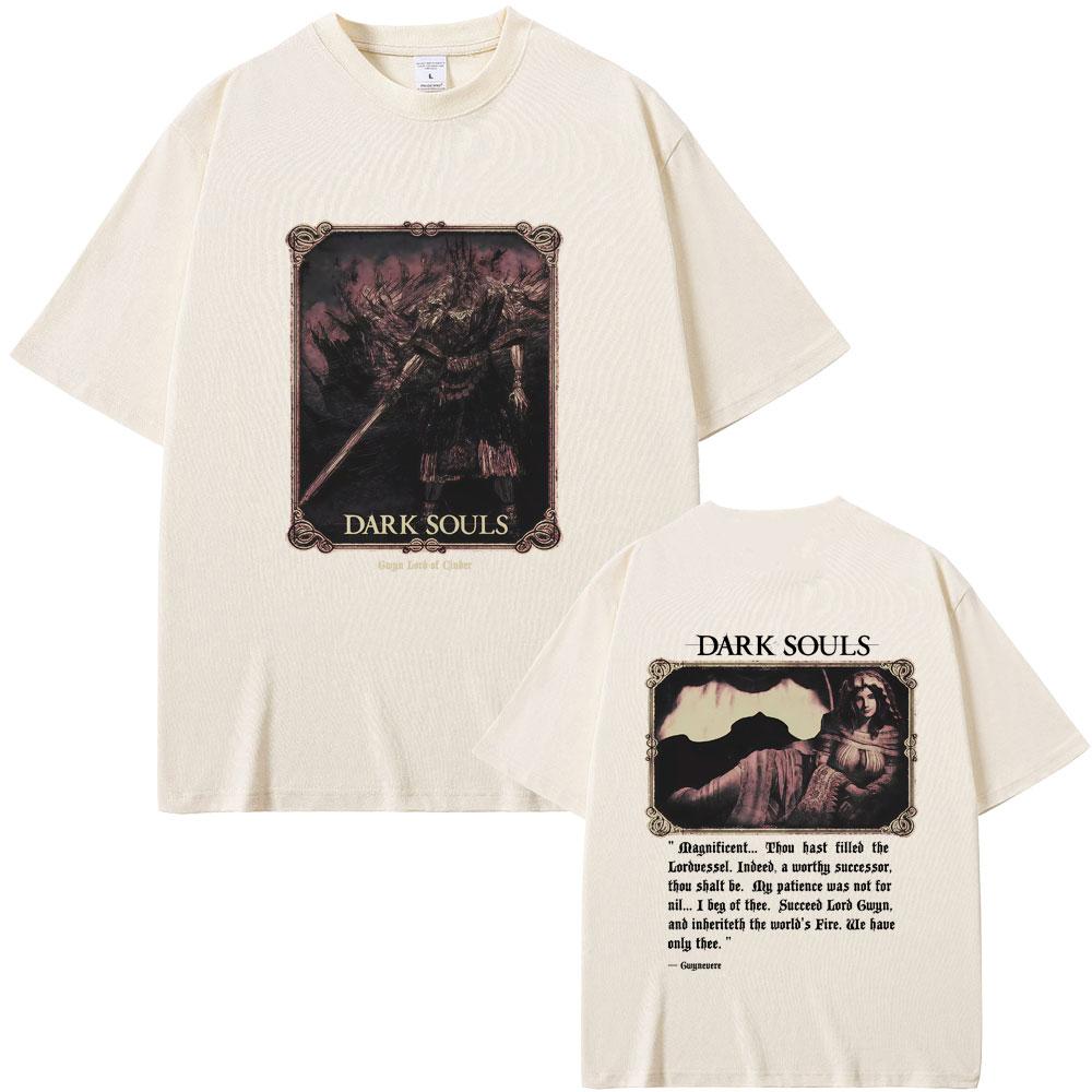 Game Dark Souls Tshirt Unisex Women 90s Retro Gothic Rock T Shirts Male Punk Oversized Streetwear Unisex Soft Cotton Tshirt Tops