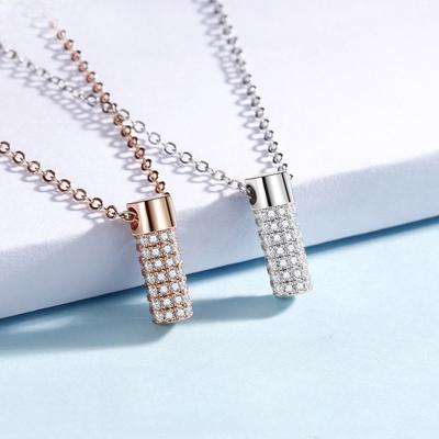 Diamond-encrusted Cylindrical Necklace Women's Korean Version Pendant Niche Design Light Luxury Fashion Jewelry of the Same Style