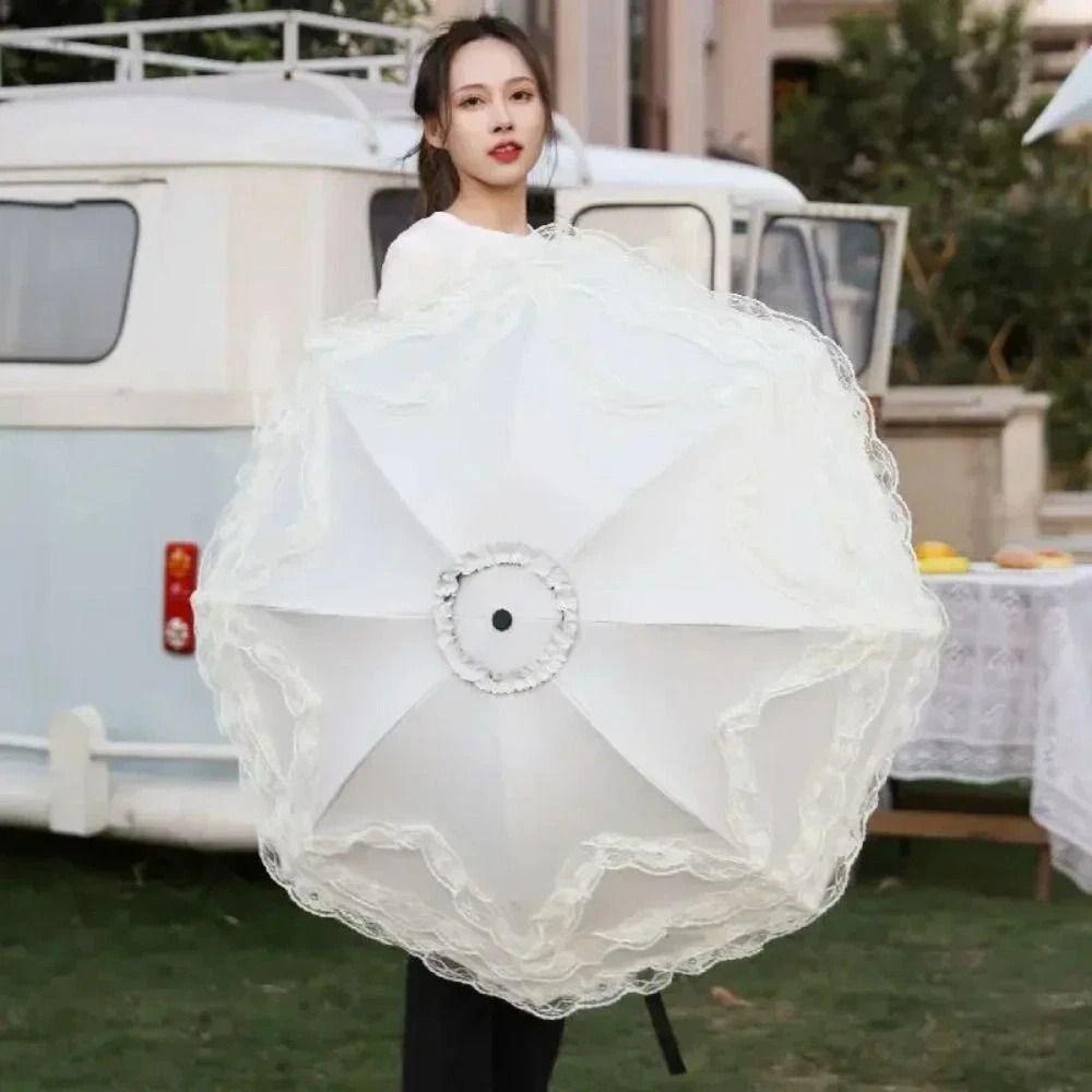 Lolita Lace Sun Umbrella Anti-UV Protection Princess Female Parasol Vintage Folding Umbrella