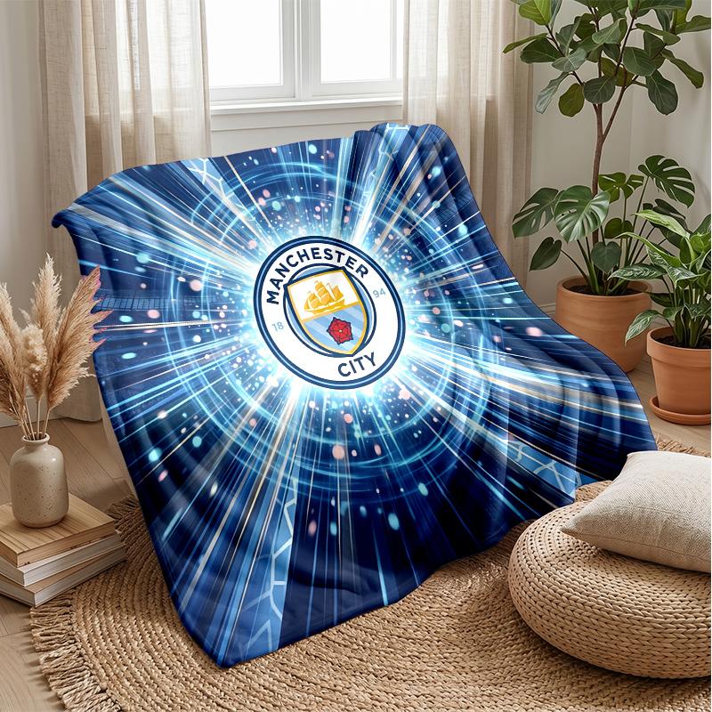 Coperta a tema Manchester City Morbida coperta in flanella Coperta morbida da divano Coperta accogliente per divano e letto per la decorazione della casa