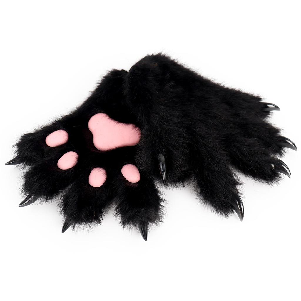 Halloween Cat Paw Plush Gloves for Cosplay