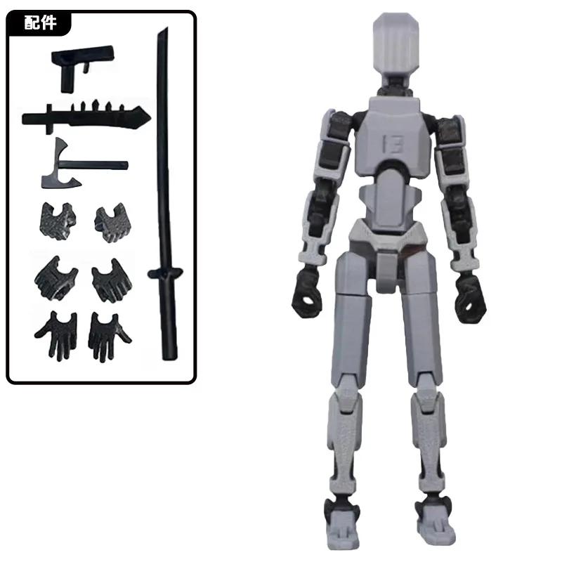 Figurines d'Action Mobiles Non Toxiques à 13 Articulations Robot Métamorphe Mannequin Imprimé en 3D Personnage Jouets à Assembler Jeu Parent-Enfant Cadeaux pour Enfants