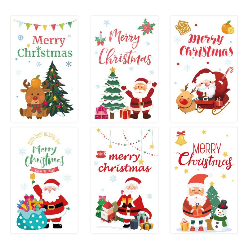 

6 шт. Рождественская поздравительная открытка Счастливого Рождества Рукописные открытки для семьи, друзей, открытки с наилучшими пожеланиями, открытки, конверты, наклейка