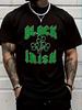 100% Cotton Black Irish Shamrocks St Pats Day T Shirt T Shirt Men's Black Vacation Crew Neck Short Sleeve Holiday T Shirt Summer