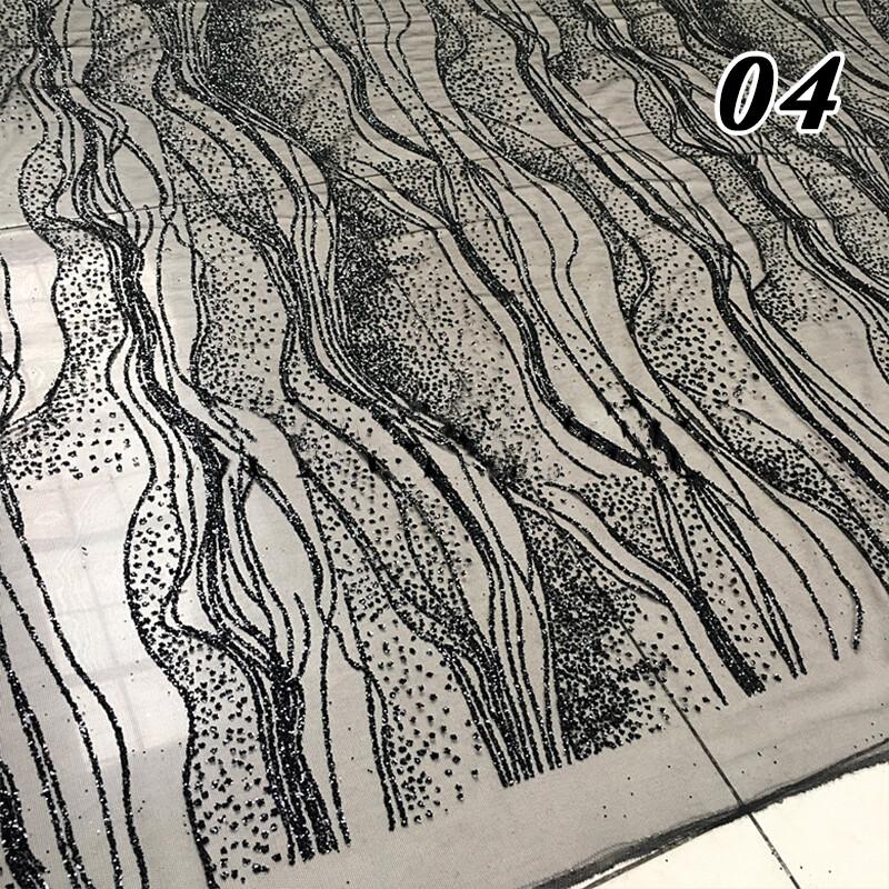50x130cm Bronzing Glitter Sequin Ripple Wave Lace Fabric Wedding Dress Material DIY Women Dress Suit Sewing Clothing Material
