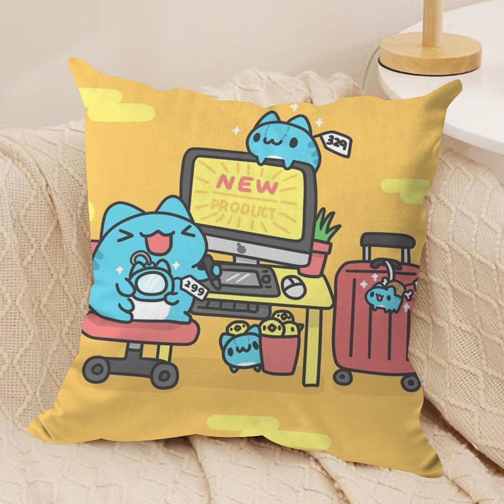 B-Bugcat C-Capoo Cushion Cover Soft Plush Fabric Double-Sided Printed Sofa Cushion Cover for All Seasons Home Decor Gift