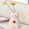 Yousheng Love Heart Cat Flower Vase Resin Handmade Cartoon Kitten Floral Plants Holder Container Home Office Centerpiece Desktop Decoration