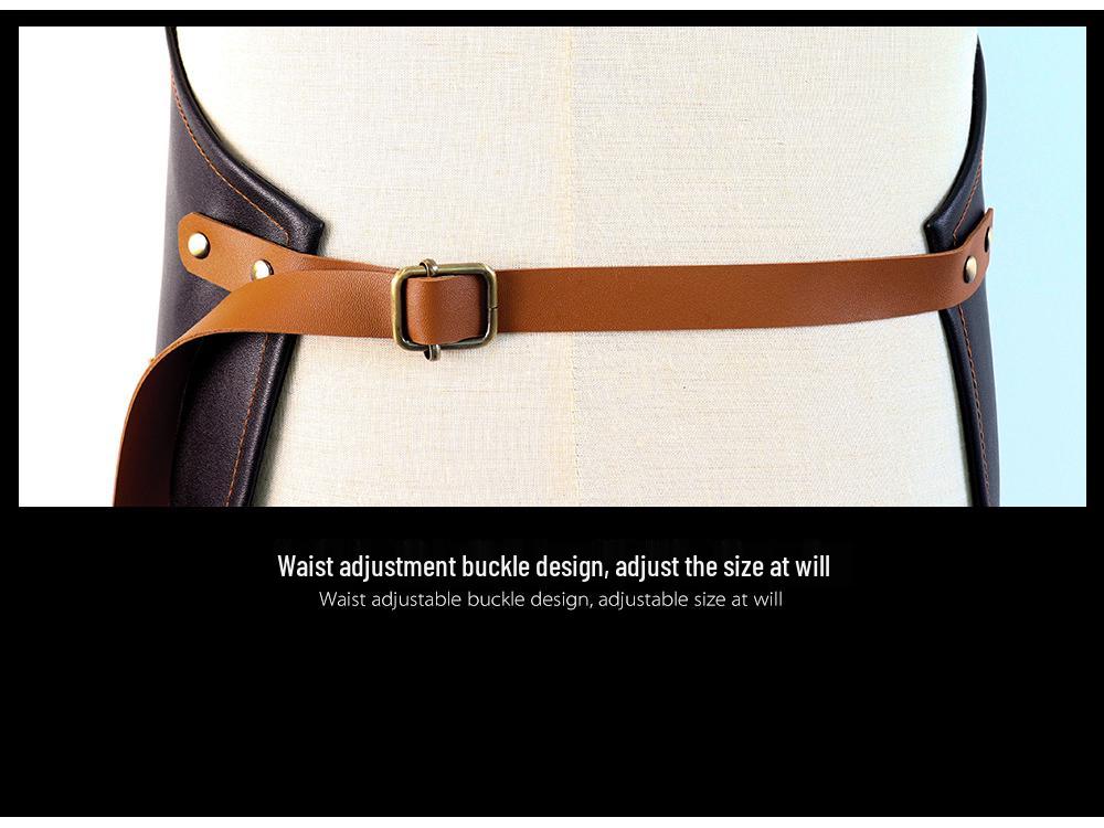 Retro-Style PU Leather Multi-Function Smock for BBQ, Gardening & Auto Repair