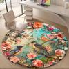 1PC Floral Birds Office Round Area Rug, Mat Suitable For Office, Under Office Chairs Bedroom Living Room Home Decor, Room Deco