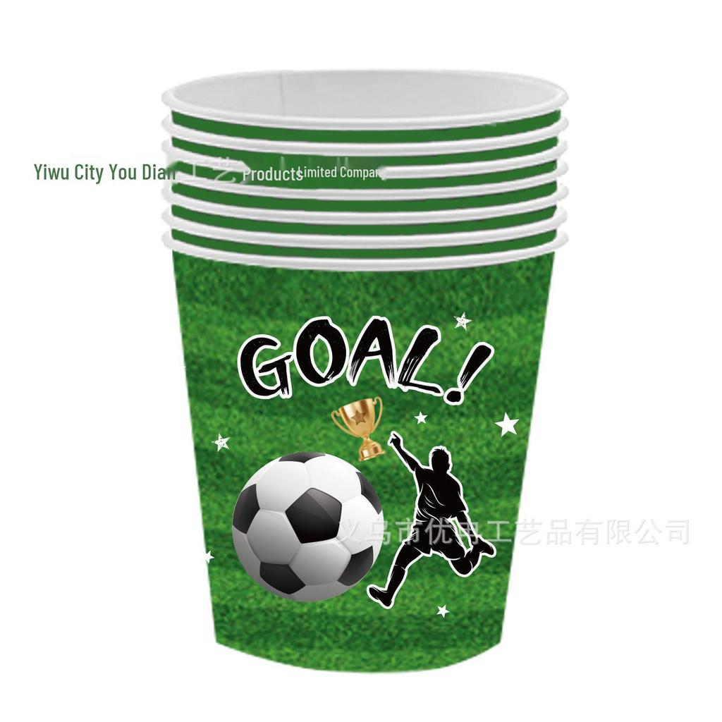 World Cup Football Theme Party Set: Green Field Plates, Tablecloth & Napkins