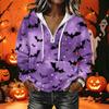 Women's Casual Long Sleeve Halloween Printed Hoodie Pullover with Top