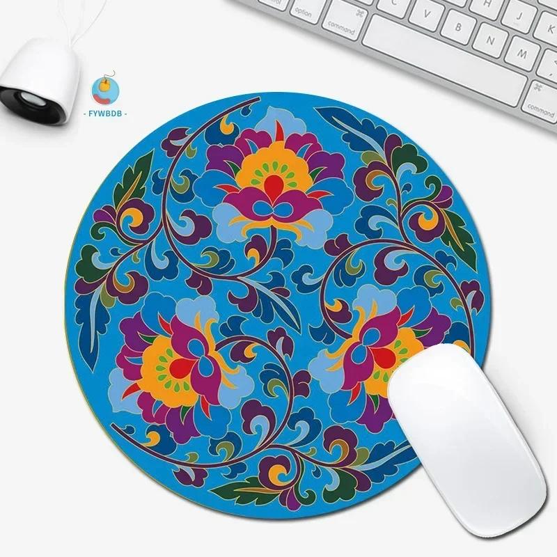 Round Game Mouse Pad Rubber Material Waterproof Wear-resistant Non-slip 20X20CM Retro Style Carpet Fine Mouse Pad Table Mat