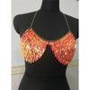 Colorful Sequin Halter Neck Body Chain Crop Top