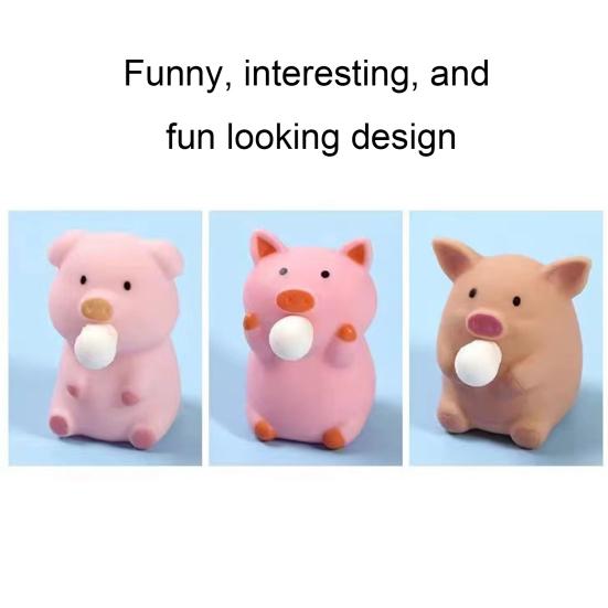 Bubble Blowing Pig Squeeze Toy Stress Relief Cartoon Pig Sensory Toy Soft Stretchy Animal Shape Home Office Desk Toy
