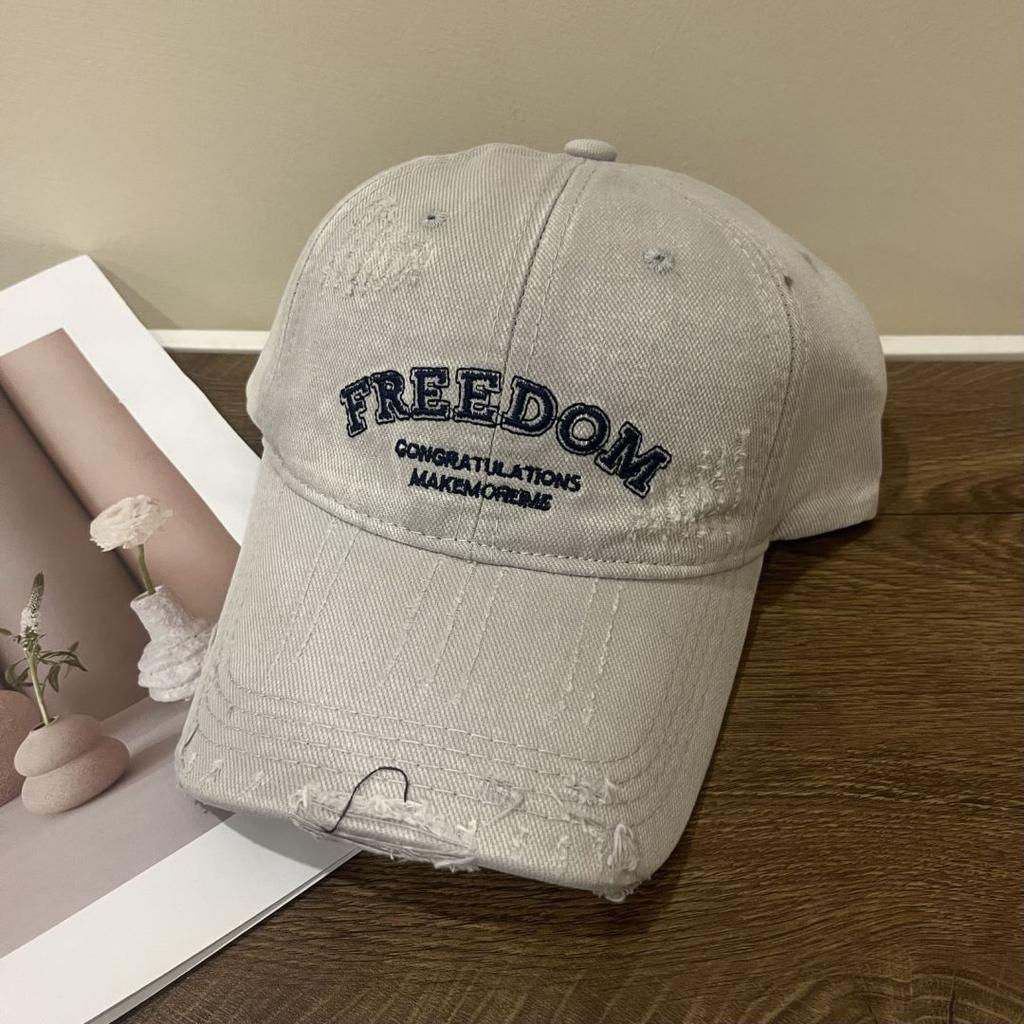 Japanese and Korean Letter Embroidery with Rotten Edges and Casual and Fashionable Versatile Street Soft Top Baseball Cap New Style