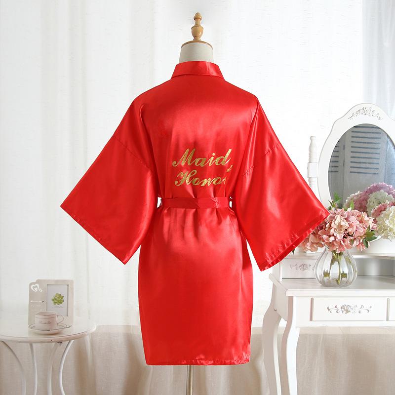 Comfortable Homewear Gold Dust Bridesmaid Maid of Honor Wedding Morning Robe Makeup Robe Robe Fashion Temperament Elegant Simulation Silk Cardigan
