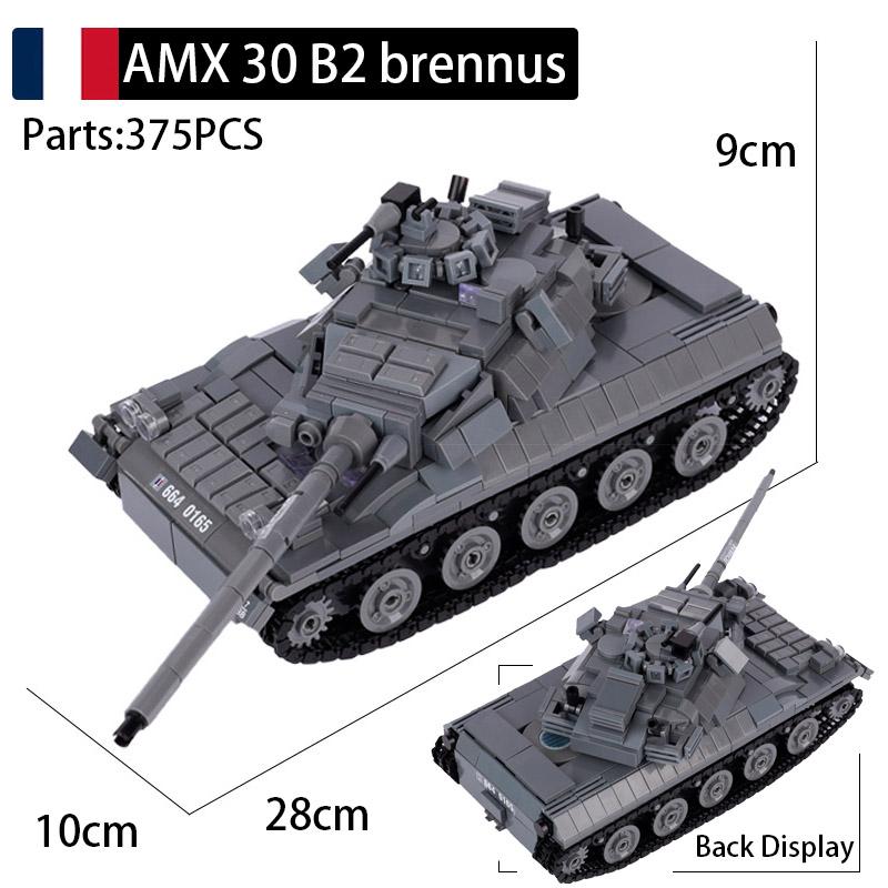 MOC Bricks Toys Military Car Vehicle WW2 Tank Building Blocks French Fighter R-35 AS-565 Armored Kids Gift