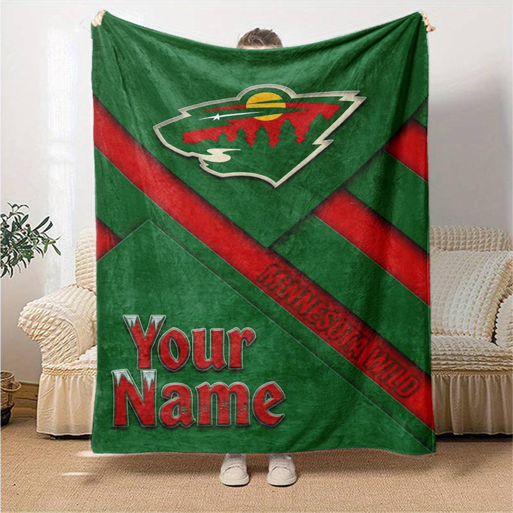 Name Custom Minnesota Wild Print Flannel Blanket High Quality Warm Comfortable Cover for All Seasons Perfect for Gifts Home Decor